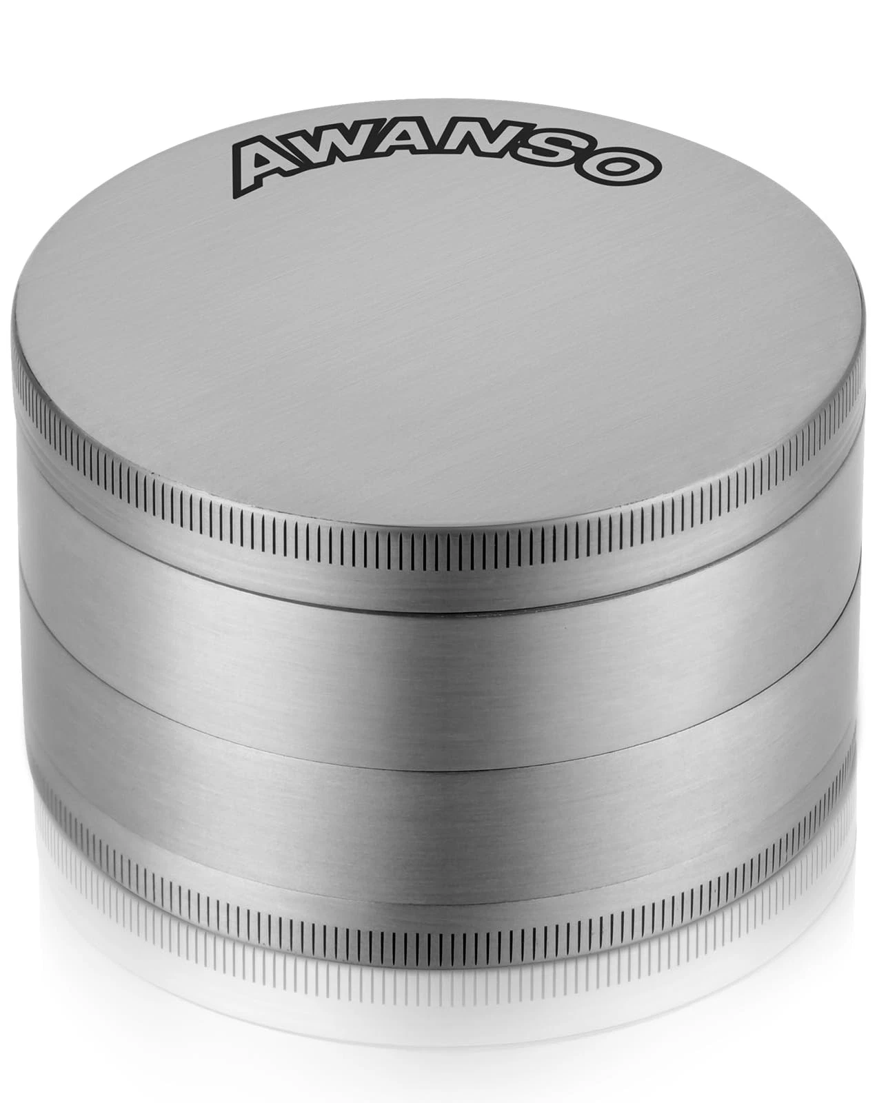 AWANSO 3" Grinder for Kitchen Spices, 3-Piece 4-Part Design, 3.0", Silver
