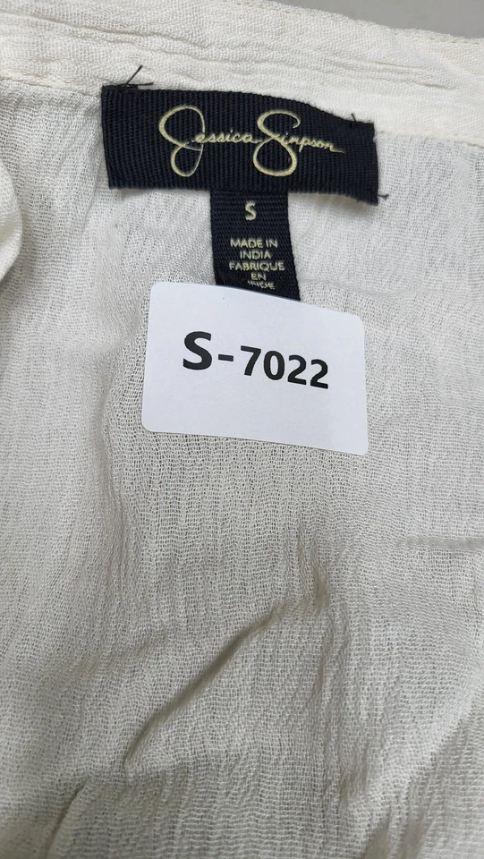 Blusa Jessica Simpson Mujer S Marfil Floral Botón Crochet Encaje Cuello Redondo Foto 2 de 4