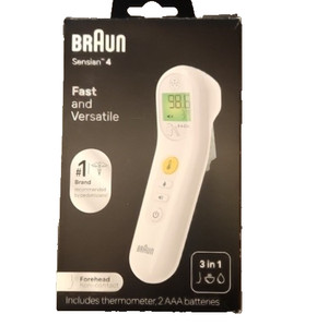 Braun Sensian 4 Digital Forehead Non-Contact Thermometer 3-in-1 White 2 AAA