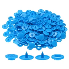 200 Set Plastic Snaps T5 Round Resin No-Sew Button Fasteners Kit, Blue