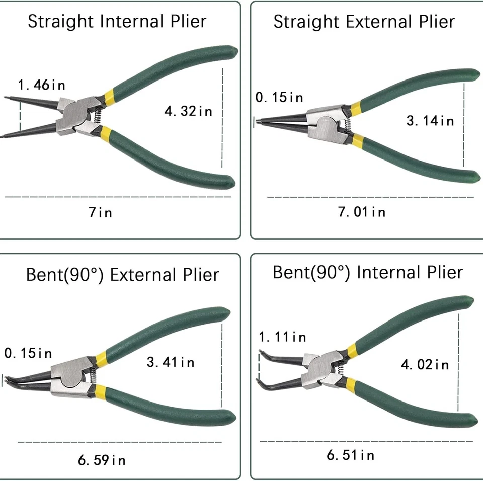 4Pcs 7" Internal/External Snap Ring Pliers Set Heavy Duty Circlip Pliers Kit - Image 4 of 4