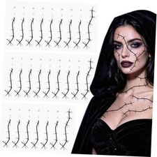25 Sheets Halloween Stitches Temporary Tattoos Fake Scar Stickers Adult