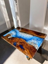 Maßgefertigte Epoxidharz River Tischplatte Live Edge Holz Esszimmer