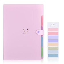 Expanding File Folder with 5 Pockets, Cute Accordion File Purple 1 PACK