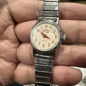 Working VTG Ingersoll Mickey Mouse 24mm Manual Wind watch Unisex Fit 7in Rare
