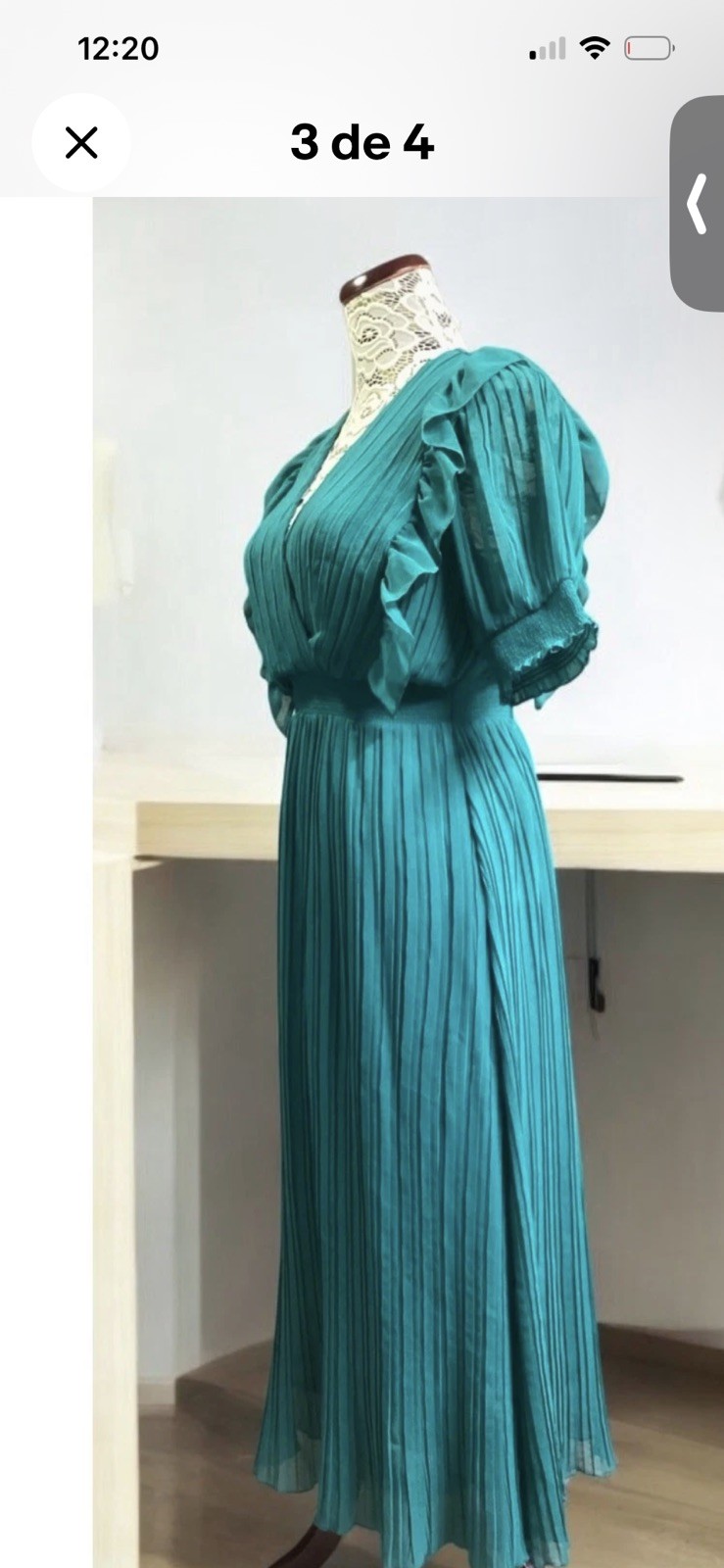 Zara pleated midi dress v-neckline flutter sleeves wide, elastic waistband sz M