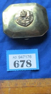 Vintage RAF Royal Air Force Kings Crown Badge Brass tobacco pill case