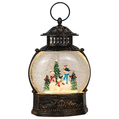 Christmas Singing Snow Globe Lantern Battery Operated USB Powered Lighted Wat...