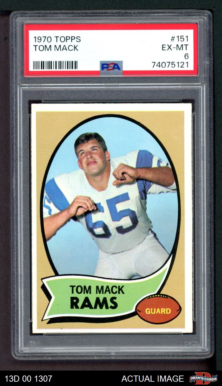1970 Topps #151 Tom Mack Rams HOF Michigan PSA 6 - EX/MT