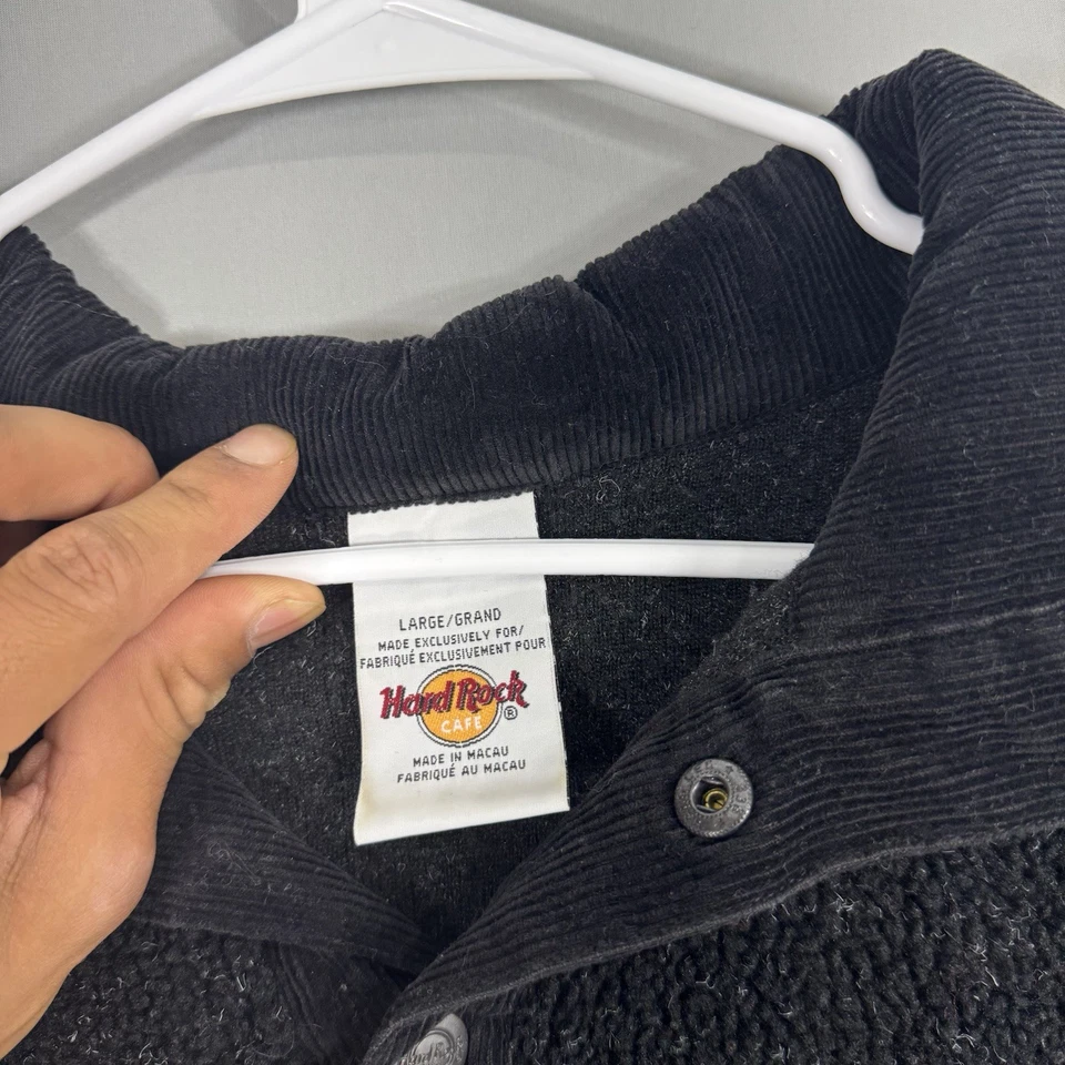 Hard Rock Cafe 1/4 Snap Pullover Jacket Mens Large Black Fleece Las Vegas - Image 3 of 4