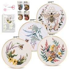 4 Pack Embroidery Kit for Beginners,Needlepoint Cross Stitch Kits for Adults,...
