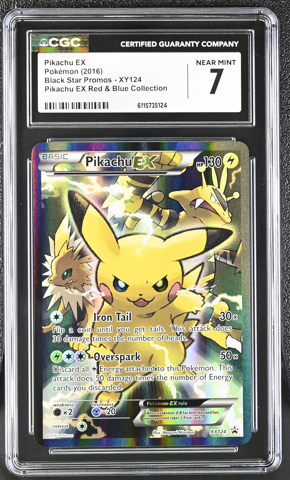 CGC 7 Pikachu EX 2016 Black Star Promos XY124 Holo Pokemon Card