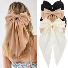 Silky Satin Hair Bows 3Pcs Big Hair Bows for Women Hair Ribbons Oversized Long T