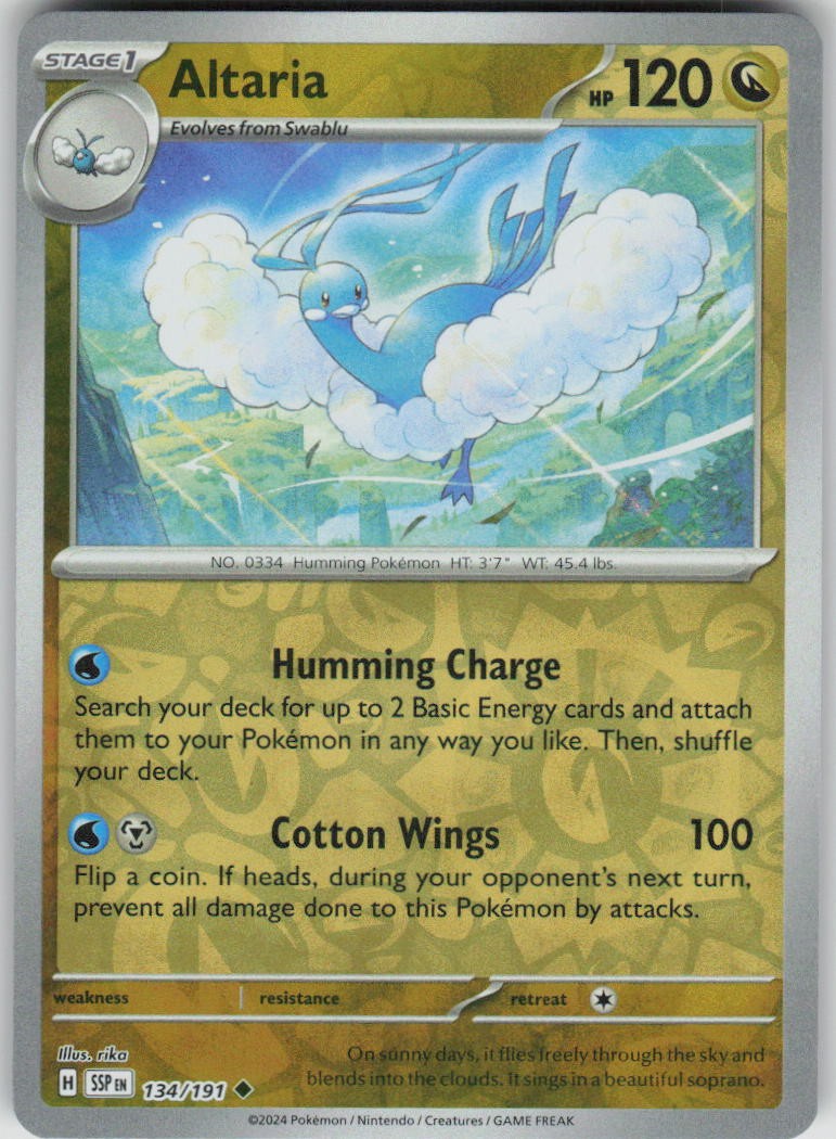 Pokemon Altaria Uncommon SV08: Surging Sparks 134/191 NM