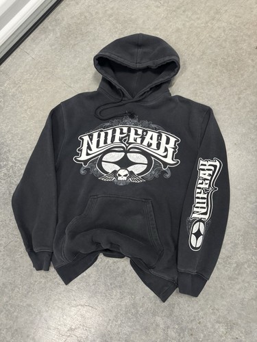 Y2K No Fear MMA Elite Grunge Skull Wings Hoodie Gr. M