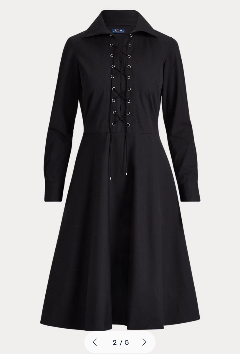 Polo Ralph Lauren Lace Up Cotton Shirt Dress Black Women's Size 2 New With  Tags | eBay
