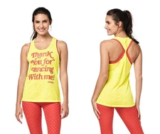 Zumba Twisted Back Tank Top - Caution Yellow ~ XS  S  XXL ~ New! Free Ship!