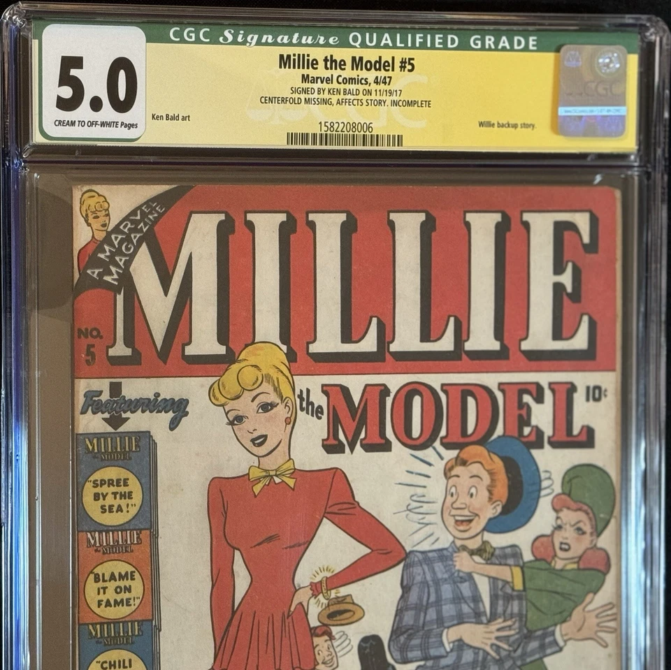Millie The Model #5 Qualified CGC 5.0 Signed Ken Bald Pre-Code Romance Marvel - Image 3 of 4