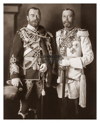 KING GEORGE V OF BRITAIN AND CZAR NICHOLAS II OF RUSSIA UNIFORMS 8X10 PHOTO