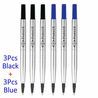 6 Pcs Parker Rollerball Ink Refill 3Blue+3Black 0.7 mm M Fit IM Sonnet Vector 