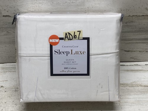 Charter Club Sleep Luxe 800TC Cotton 4 Piece Queen Sheet Set White New