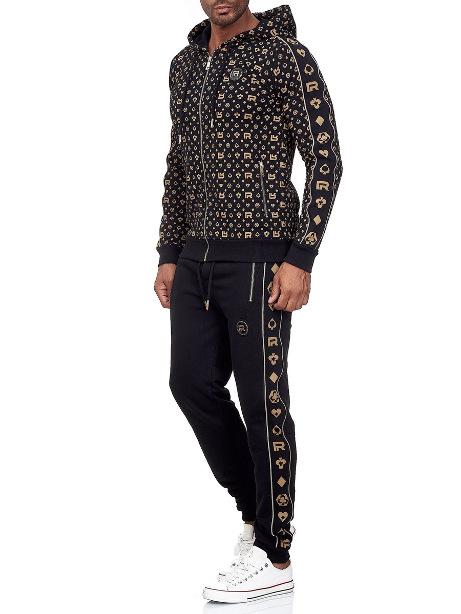 Vssjavan Herren Sweatsuit 2-teilig – Kapuzenpullover & Jogginghose, Jacquard-Stoff