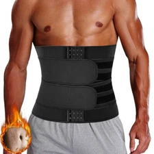 US Mens Body Shaper Compression Sweat Waist Trimmer Corset Belt Cincher Girdles