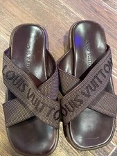 Louis Vuitton Brown Logo Mules 37.5