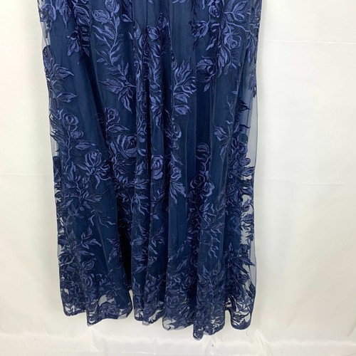 NWT La Femme 28053 Floral Embroidered Mesh A-Line Gown Dress Navy Blue 6 - Picture 12 of 12