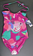 Rare 2014 Old Navy Swimsuit Girls 10/12 Mutlicolor Flowers One Piece Resort NWT