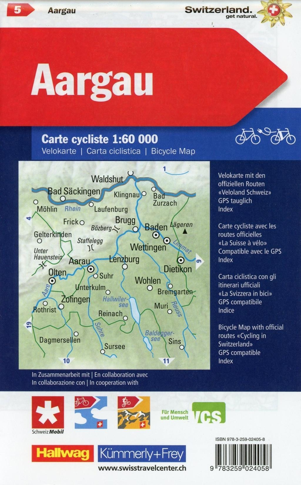 Thumbnail - Kuf Schweiz Radkarte 05 Aargau 1 : 60 000 | (land-)karte | Deutsch |