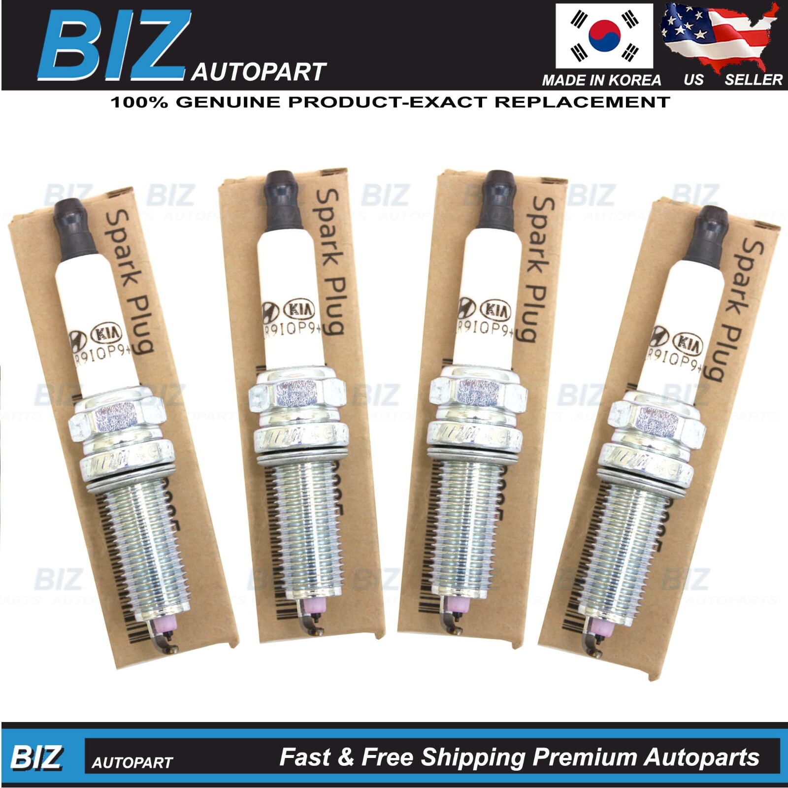 Genuine Spark Plugs 4PCS for 2017-25 Hyundai Kia 2.0L Various Models 18867-09095