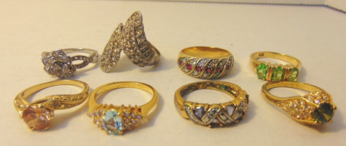 ASSORTMENT OF 8 COCKTAIL RINGS SIZE 10 - image 1