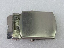 US Military Dress Dull Chromed Solid Brass Belt Buckle Made In USA Vanguard