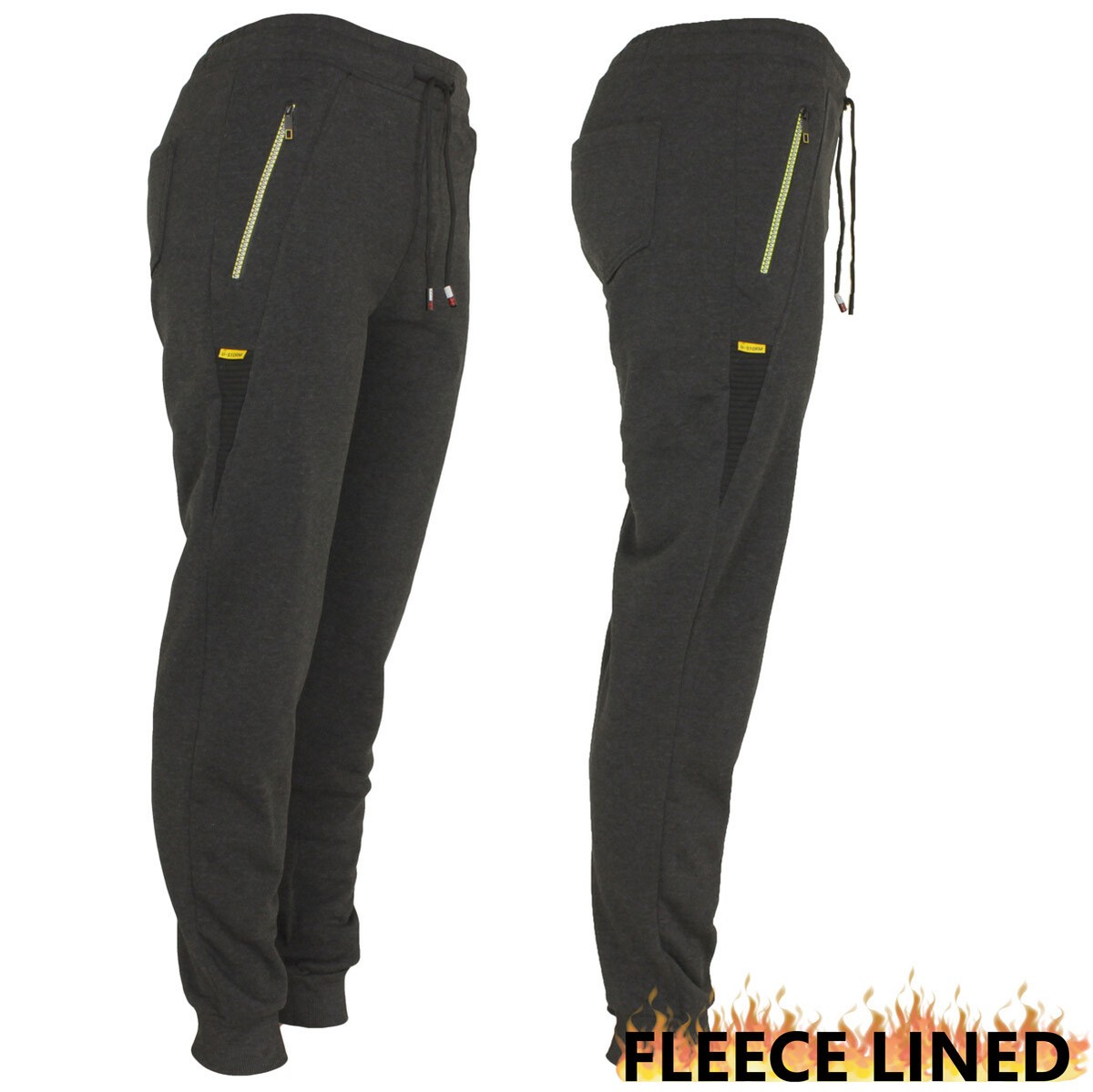 Mens Slim Fit Joggers, Fleece Lined Draw String Sweat Pants
