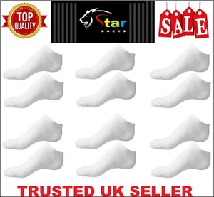 12 Pairs Ladies Plain Trainer Socks Boot Ankle Footwear White Uk Size 5-7 MZN