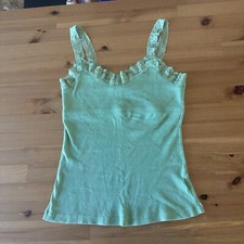 Lace Tank Top Spaghetti Strap With Built In Bra Size L 100 Cotton
