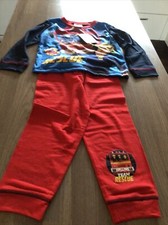 Boy's FIREMAN SAM Pyjamas / Blue & Red PJs in Size 2-3 years