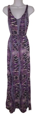 Bloomingdales Aqua Purple Maxi DRESS Boho Long Rare Small 4 | eBay