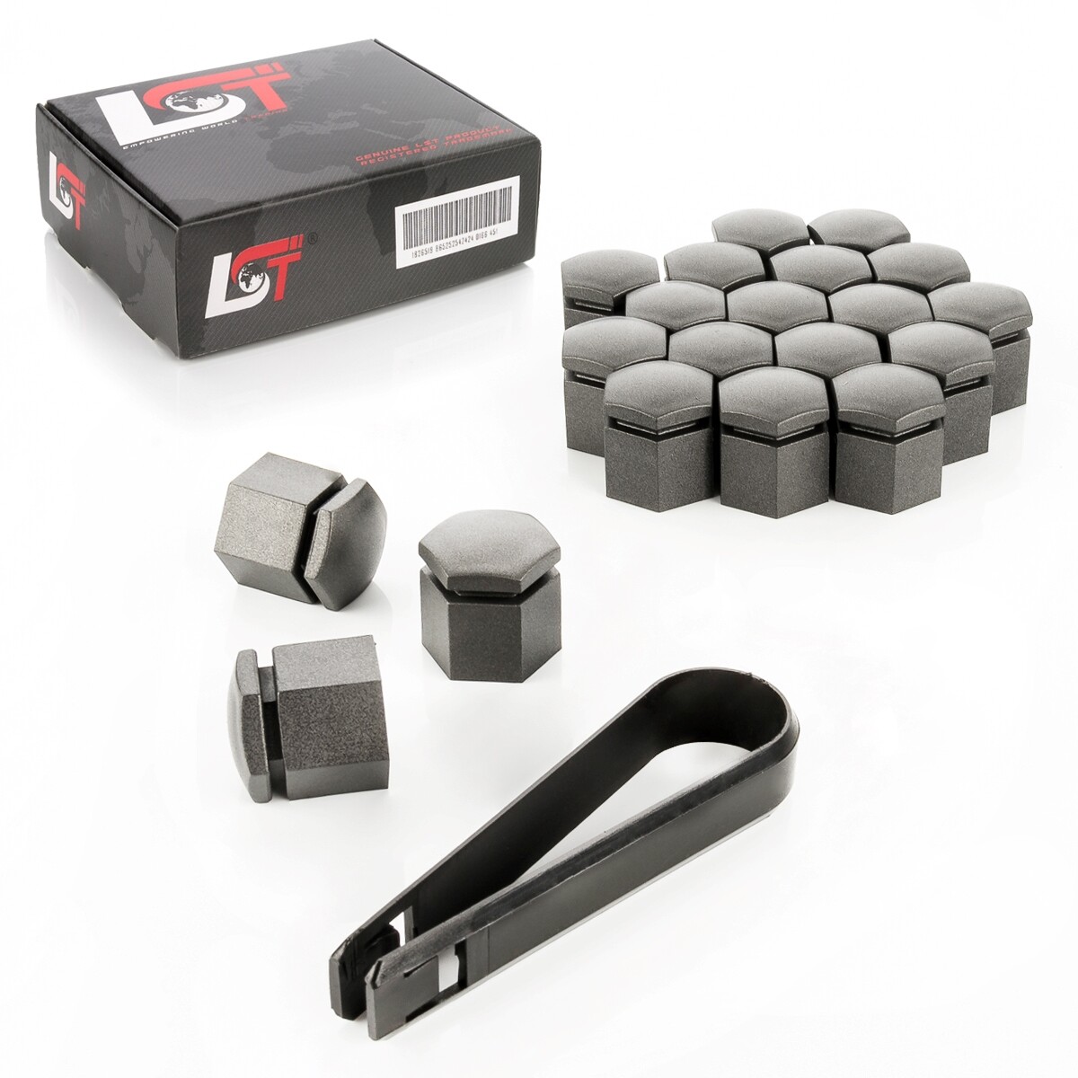 20X Wheel Nut Cover Hex Caps 17Mm Grey For VW Lupo Passat