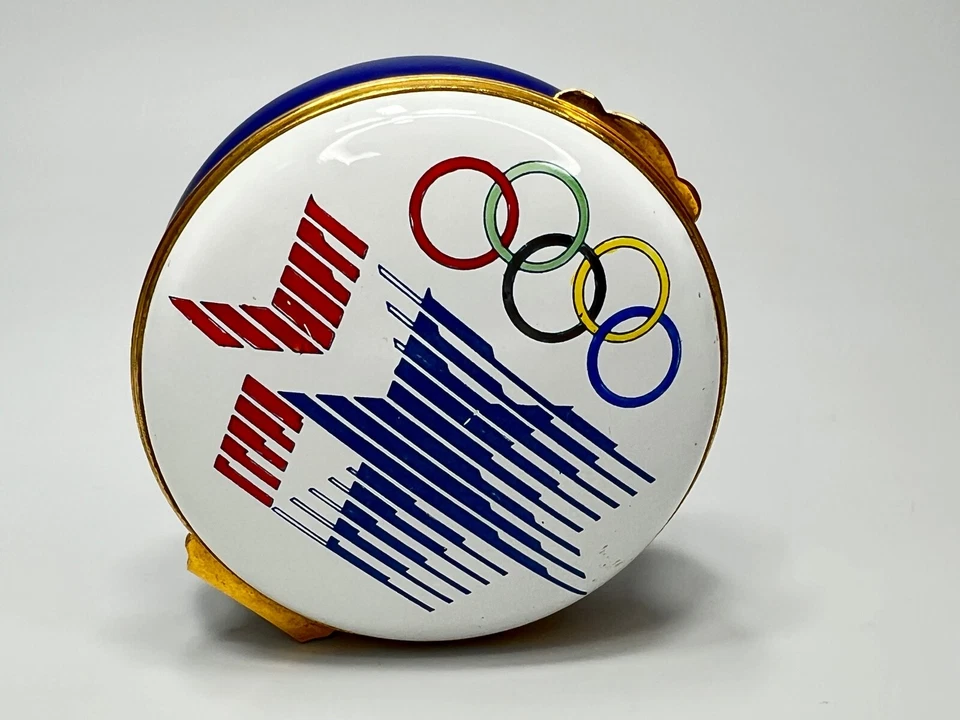 Caja de pastillas baratija vintage esmaltada Crummles 1984 Juegos Olímpicos de Verano Los Ángeles como nueva Foto 4 de 4