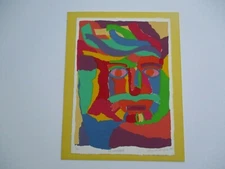 THERESA ALKIRE RARE SERIGRAPH SILKSCREEN MODERNIST FACE ABSTRACT HEAD VINTAGE 