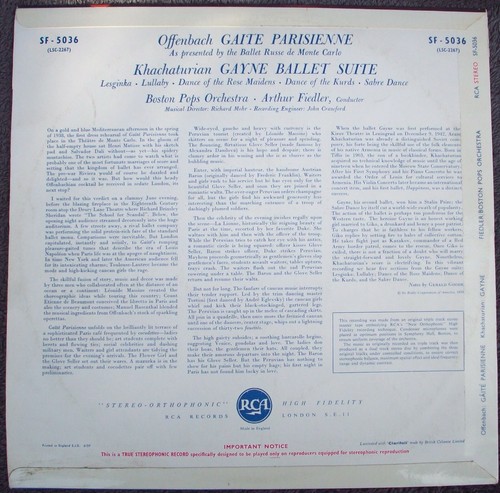 SF 5036 OFFENBACH GAITE PARISIENNE England LIVING STEREO BLACK LABEL = LSC 2267 - Picture 2 of 2