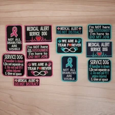 Embroidered Hook & Loop Patches | Service Dog Medical Training Different Slogans