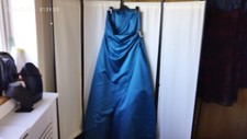 BHS Ocean Blue Full Length Prom Dress with Detachable Straps. UK16
