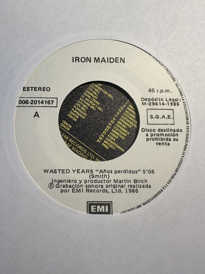 IRON MAIDEN WASTED YEARS ( Anos Perdidos ) . 7” Spanish Promo RARE eBay