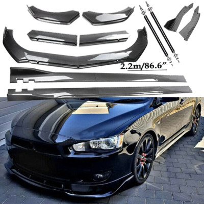 For Mitsubishi Lance Carbon Fiber Front Bumper Lip Spoiler Side Skirt Body Kits