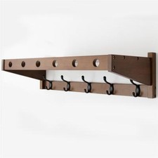 Wandgarderobe Massiv Bambus - FSC Zerifikat - Espresso - mit 5 Metallhaken