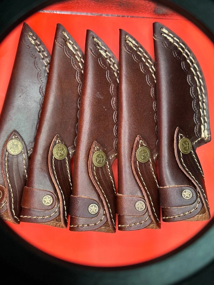Lot Of 5 Sheaths Handmade Fixed Blade Knife Sheath Knives Holster Case - Image 3 of 4