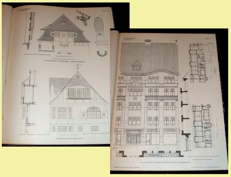 1908 Der Baumeister, German architecture Art Nouveau houses illustrated yearbook - Image 2 of 4